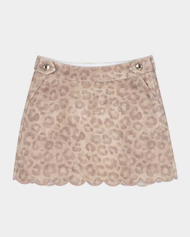 Girl's Animal-Print Velvet Mini Skirt, Size 8-